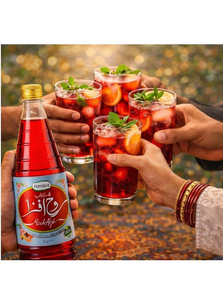 Hamdard Rooh Afza Sharbat Syrup, Rose, 800 ML (Pack of 3) - Image 3